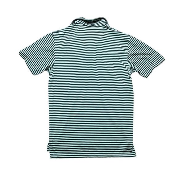 DUNNING GOLF Polo Shirt Navy and Teal Striped Size Medium - Picture 2 of 4